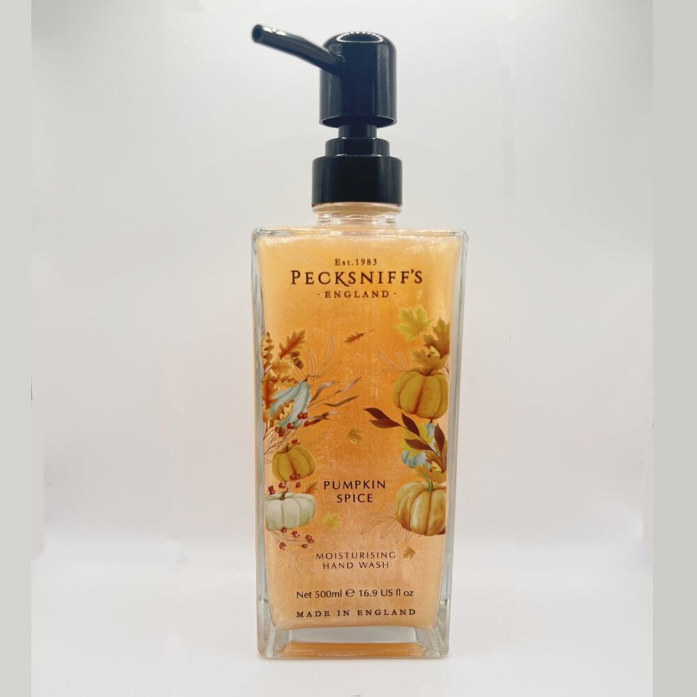 NEW Pecksniffs Pumpkin Spice Glass Bottle Shimmer Hand Wash - 16.9 fl oz